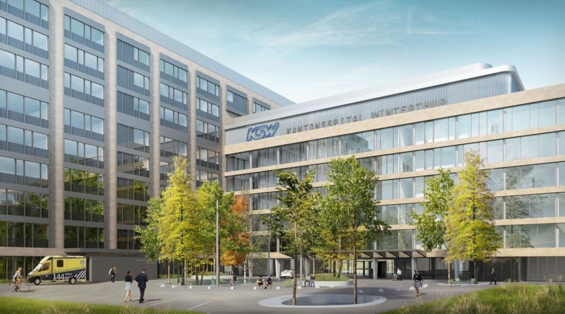 A Kantonsspital Winterthur új, északi szárnya - a kórház 2000 dolgozóját fogják Zippsafe szekrények kiszolgálni. 