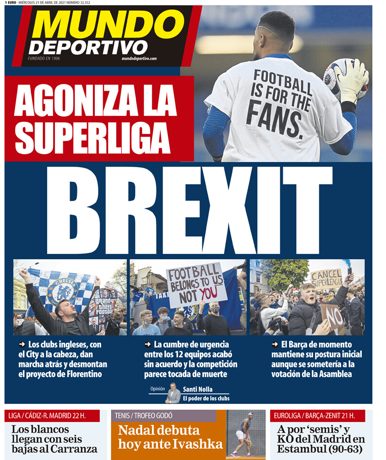 A spanyol Mundo Deportivo címlapja szerda reggel